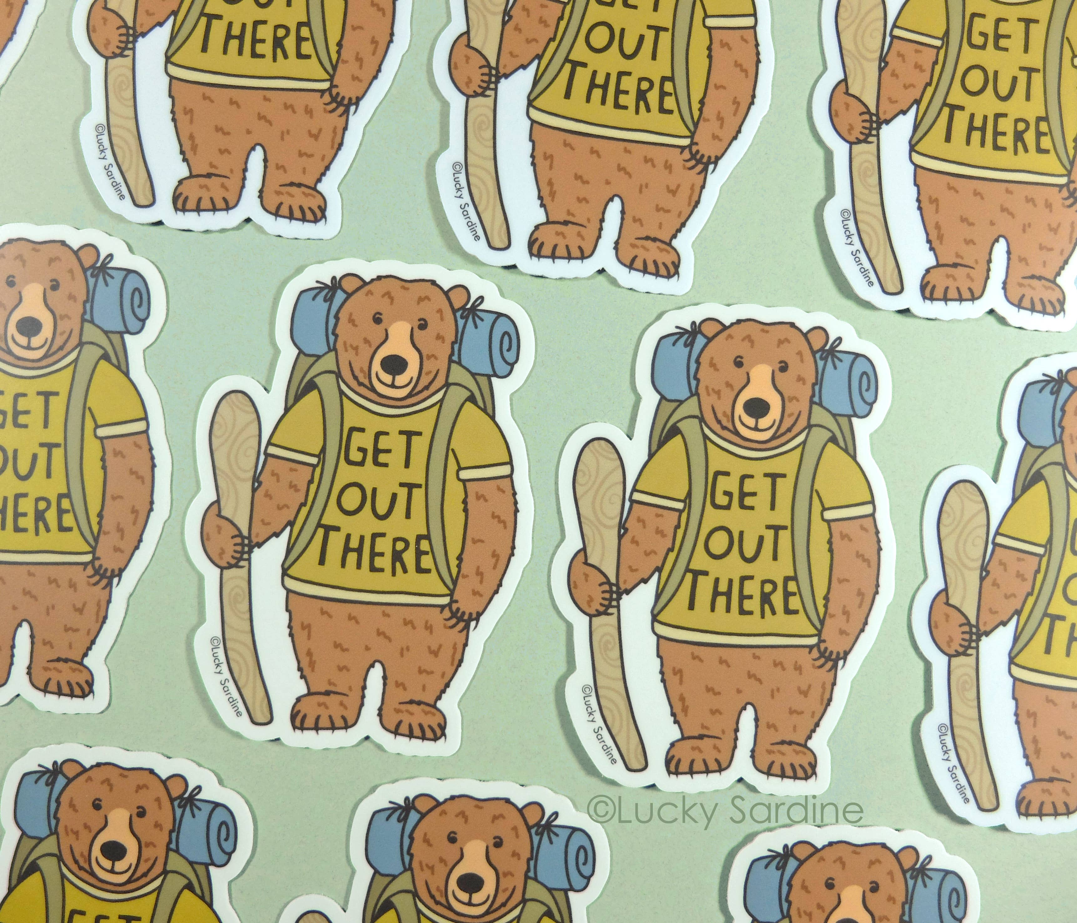 Get Out There Bear Hiking Sticker