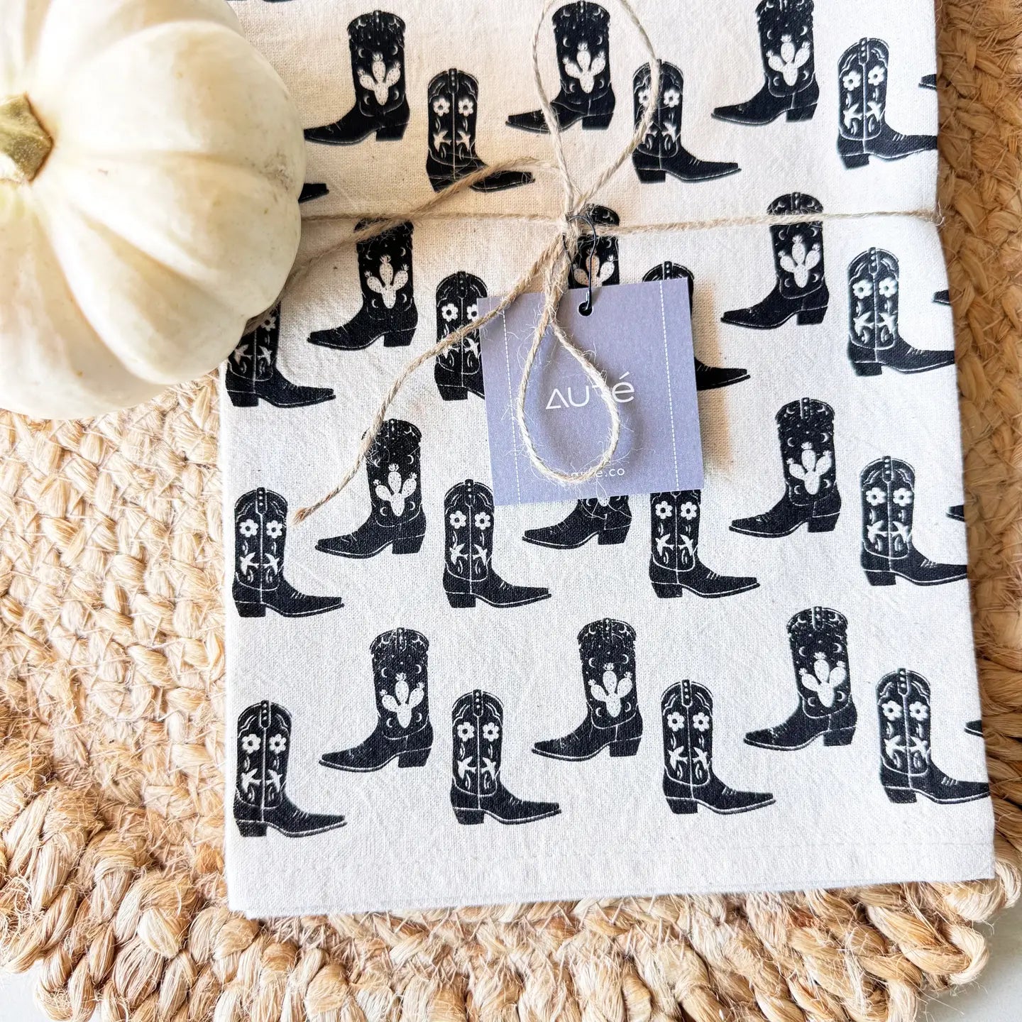 Cotton Western Boots Tea Towel