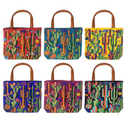 Embroidered Cactus Desert Large Suede Purse Tote Bag