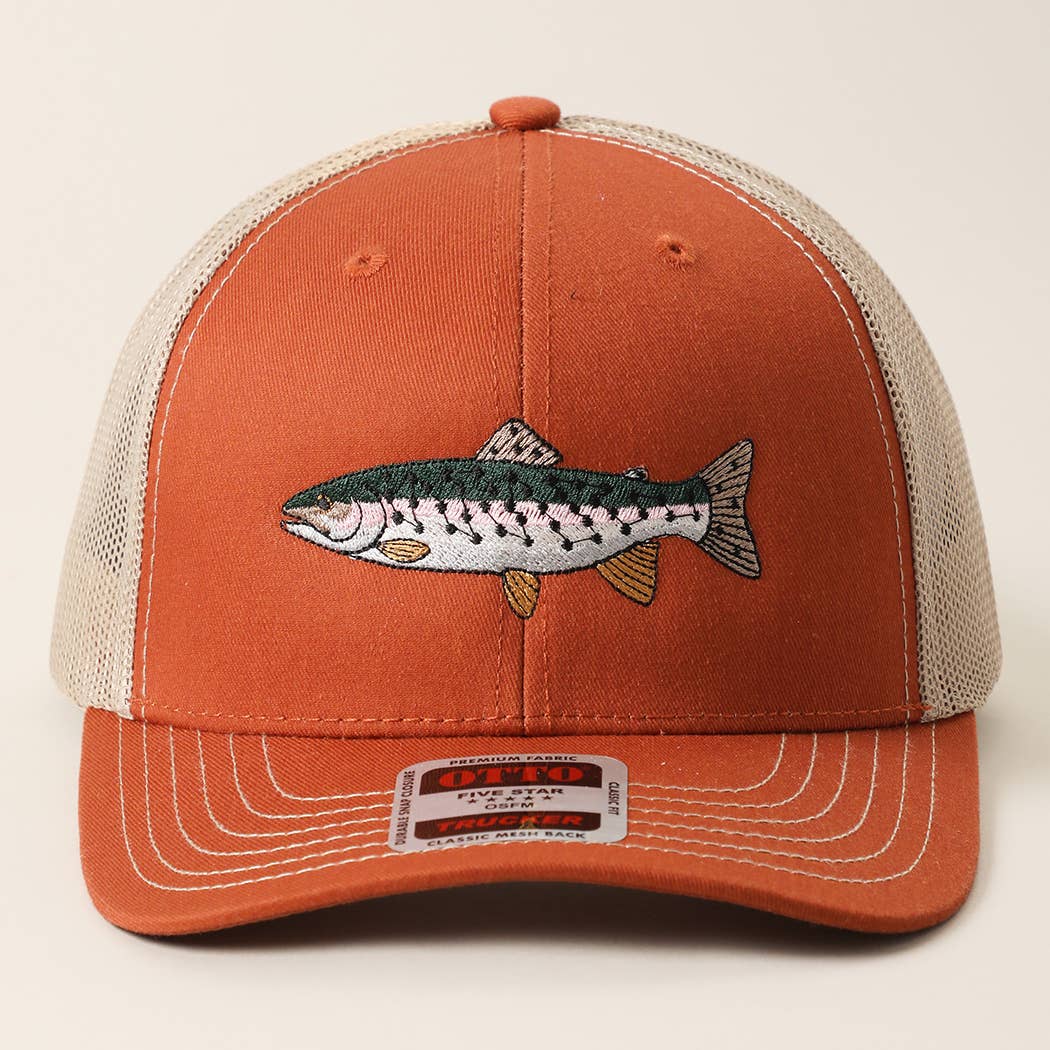 Rainbow Trout Embroidered Trucker Hat