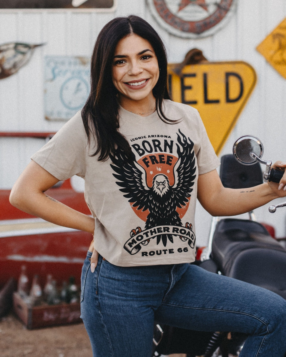 Born Free Ladies Boxy Crop - Route 66