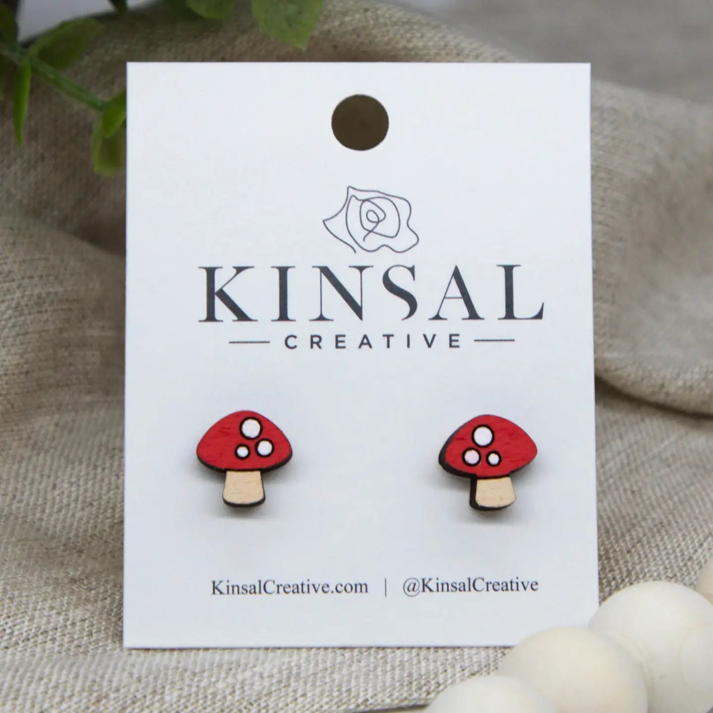 Wooden Mushroom Earrings