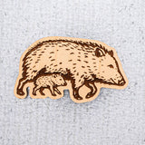 Javelina & Baby Wooden Magnet
