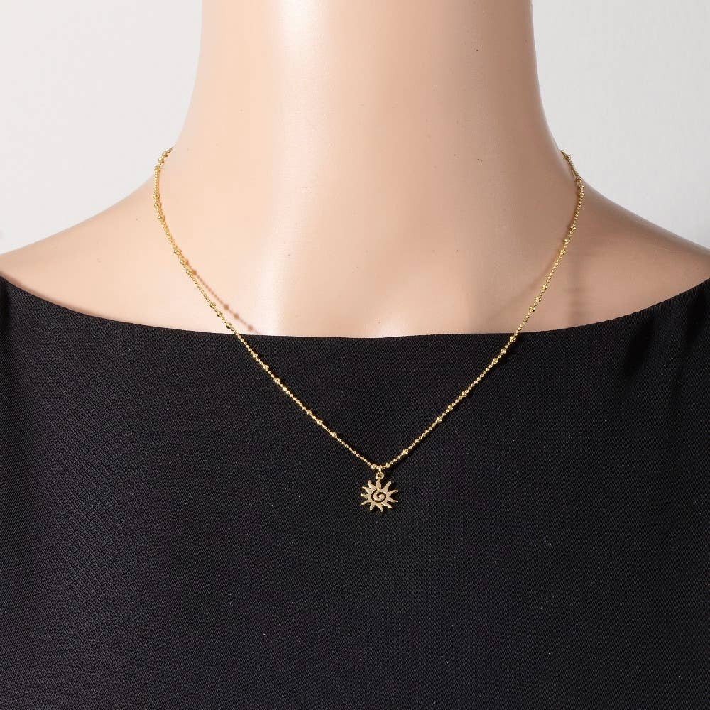 Spiral Sun Pendant Necklace
