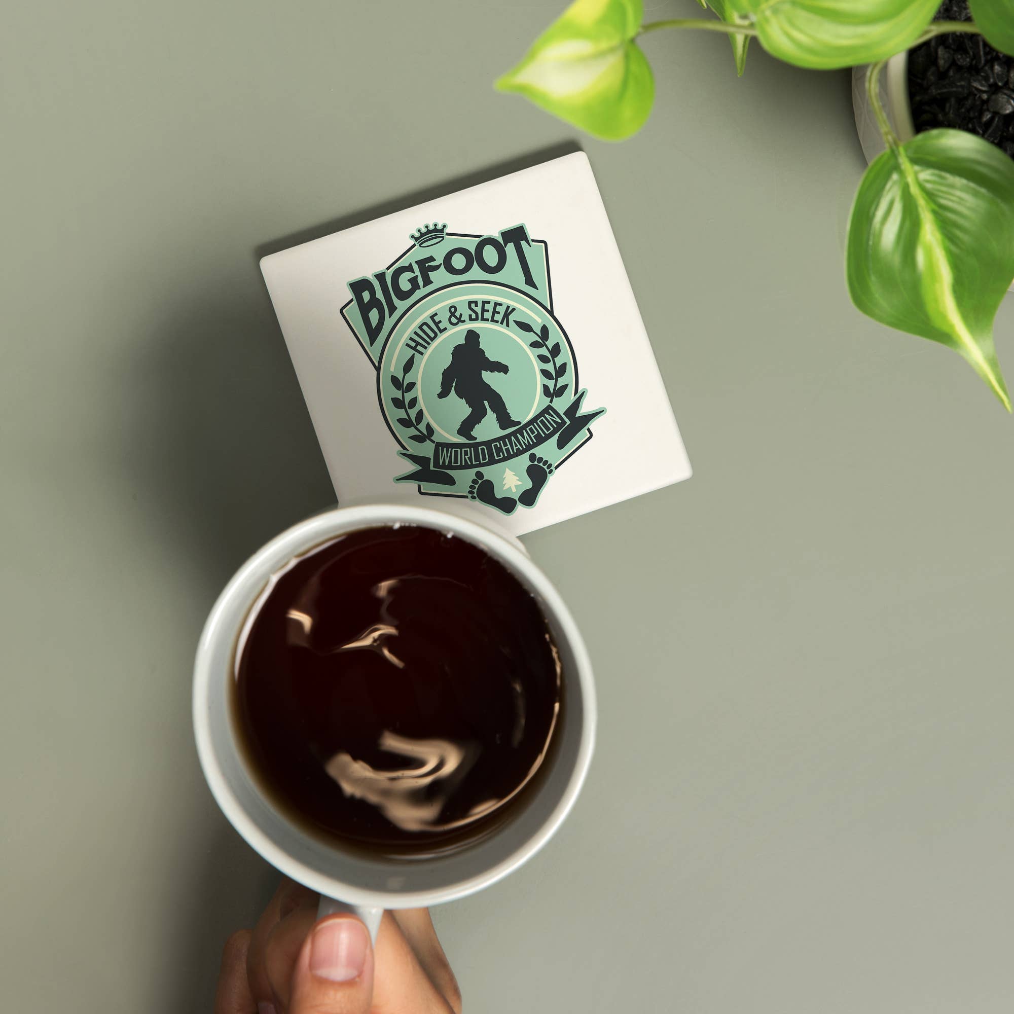 Bigfoot Hide and Seek World Champion Ceramic Coaster