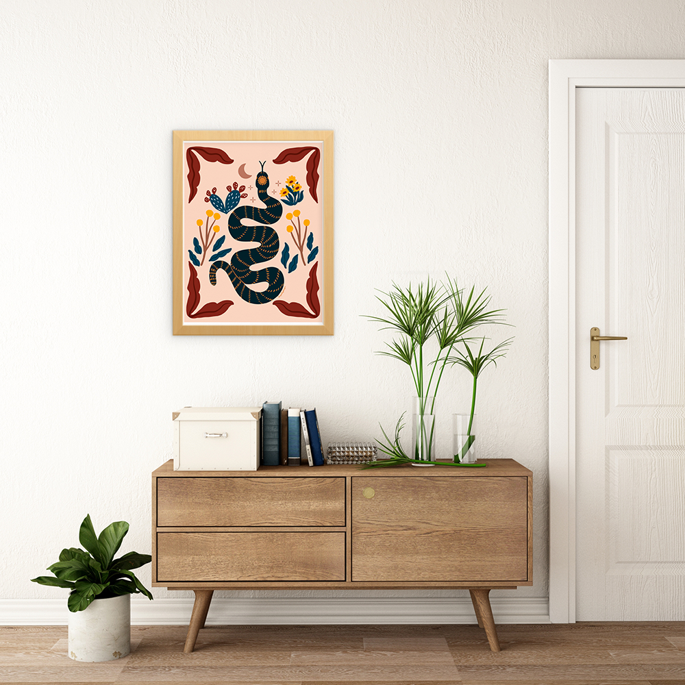 Desert Snake Folk Art Print
