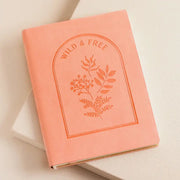 Wild & Free - Pink Vegan Leather Embossed Notebook