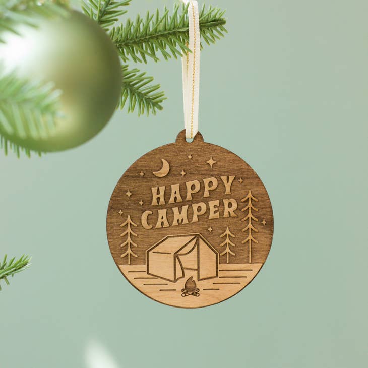 Happy Camper Wood Ornament