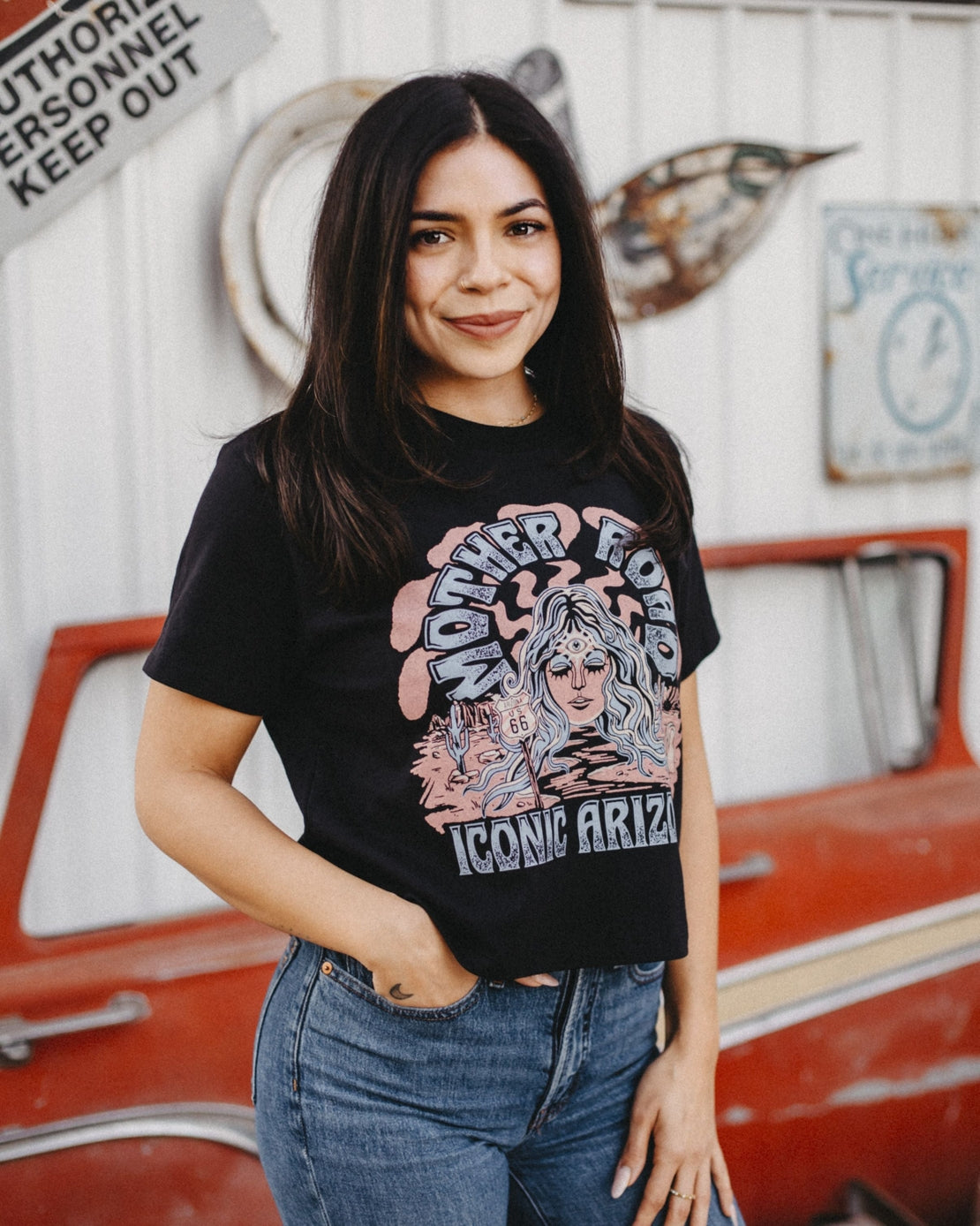 Mother Road Ladies Boxy Crop - Route 66