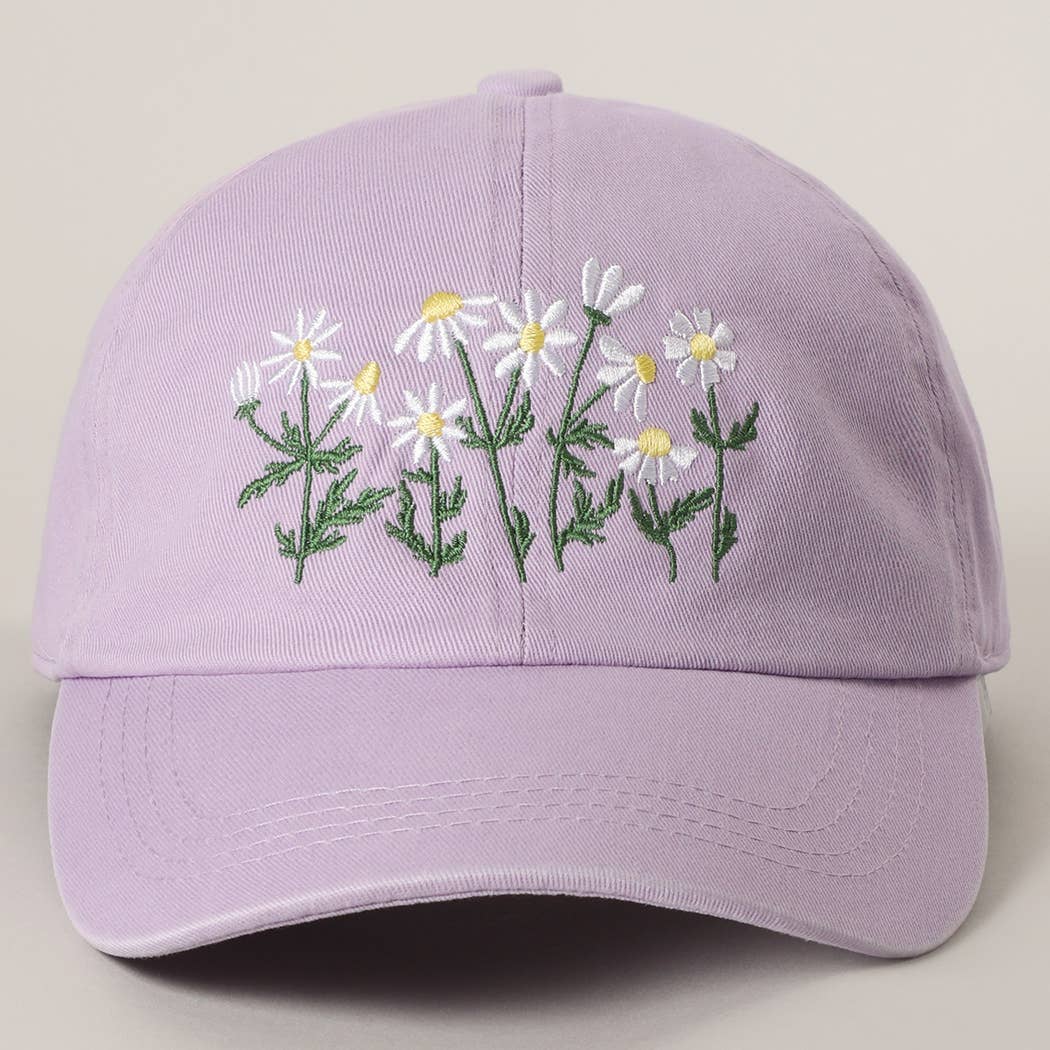 Daisy Bloom Embroidered Cotton Dad Hat