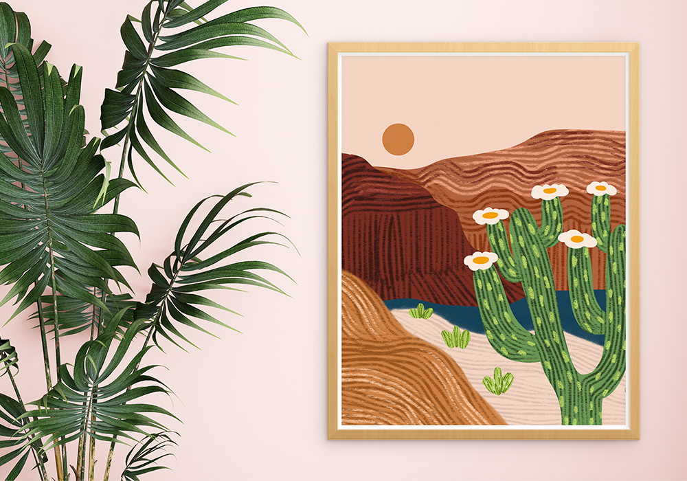 Cholla in the Desert Art Print