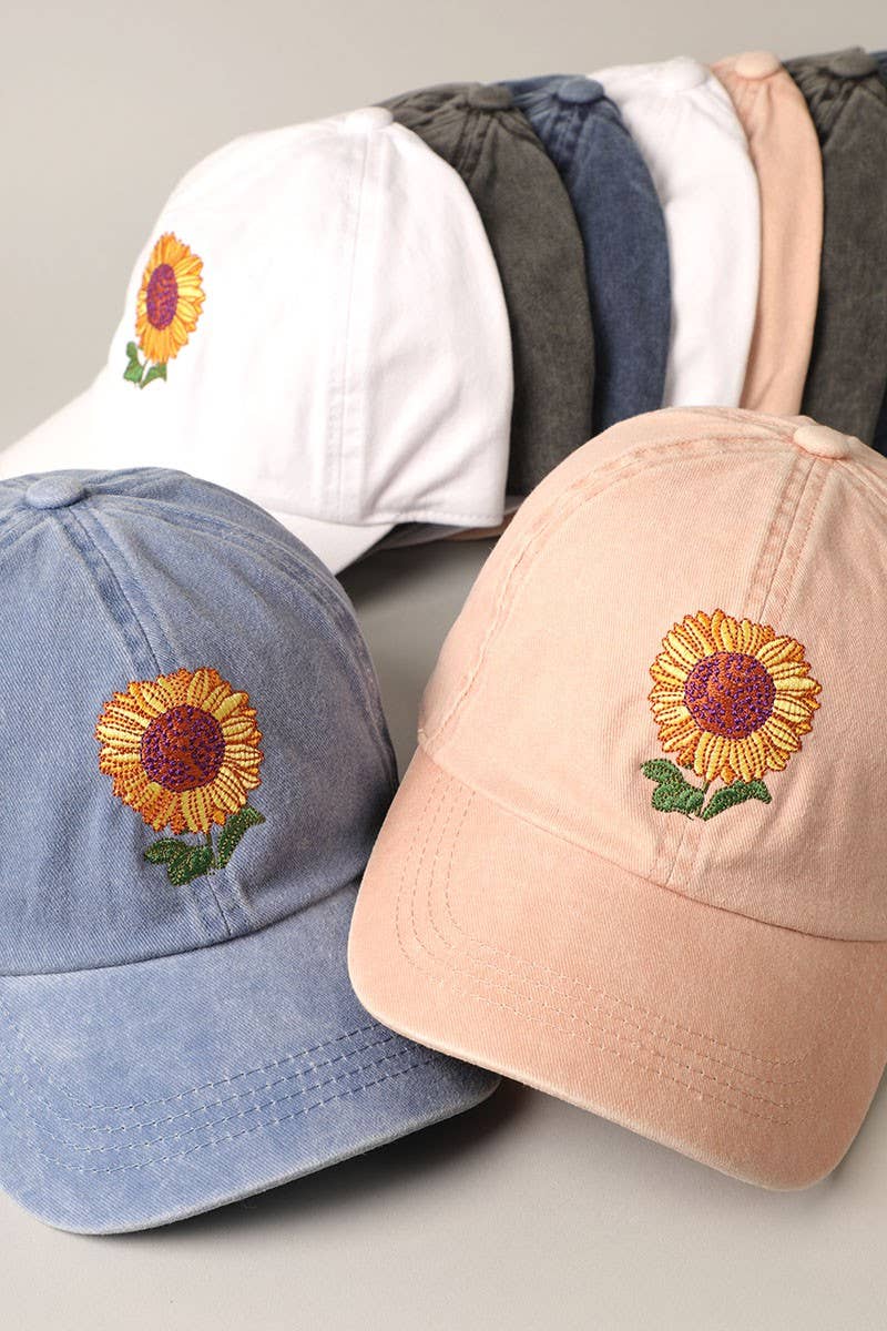 Sunflower Embroidery Baseball Cap Hat