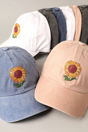 Sunflower Embroidery Baseball Cap Hat
