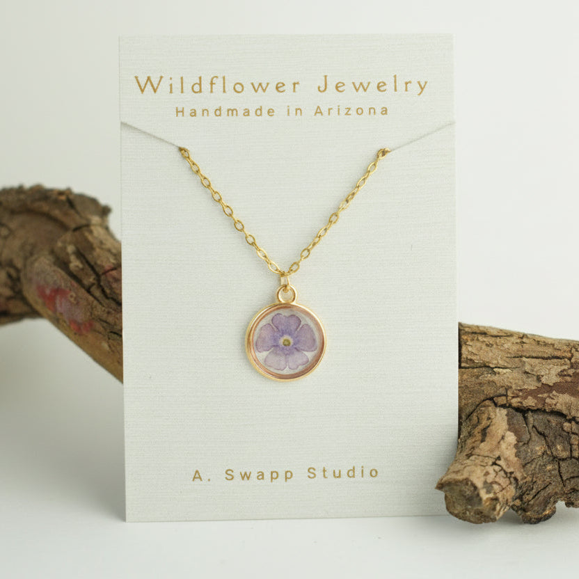 Real Pressed Flower Handmade Necklaces, Small Circle Pendant