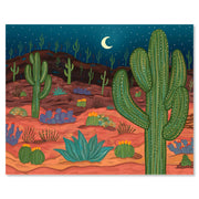 Saguaroland at Night 8 x 10 Art Print
