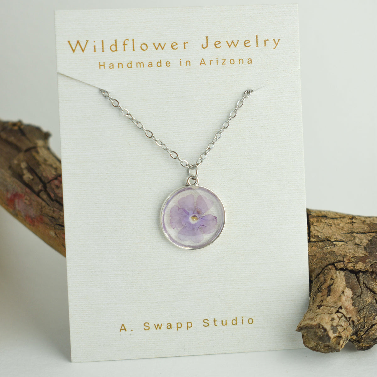 Handmade Pressed Flower Necklaces, Medium Circle Pendant