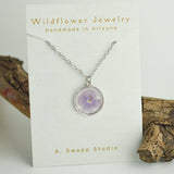 Handmade Pressed Flower Necklaces, Medium Circle Pendant