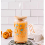Western Glass Can w/ Straw & Lid