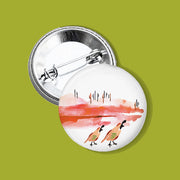 Quail on the Trail Watercolor Button