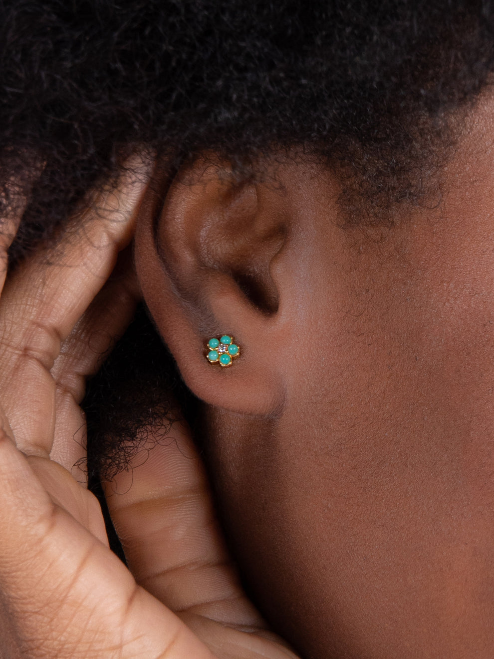 Perfect Tiny Stud Earrings - Turquoise Daisies