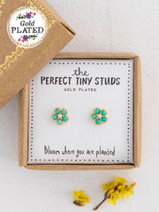 Perfect Tiny Stud Earrings - Turquoise Daisies