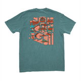 Back of teal Explore Arizona State Forty Eight tee with a large colorful graphic on the back