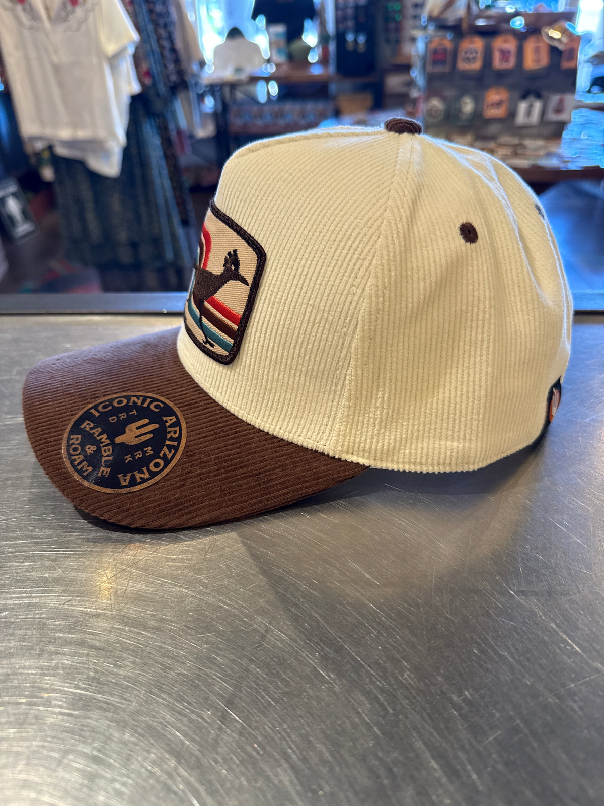 70s Retro Roadrunner Two Tone Curved Brim Corduroy Hat