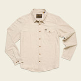 Beige speckled lightweight flannel shirt with a button front and a single chest pocket.