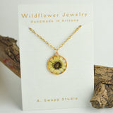 Handmade Pressed Flower Necklaces, Medium Circle Pendant