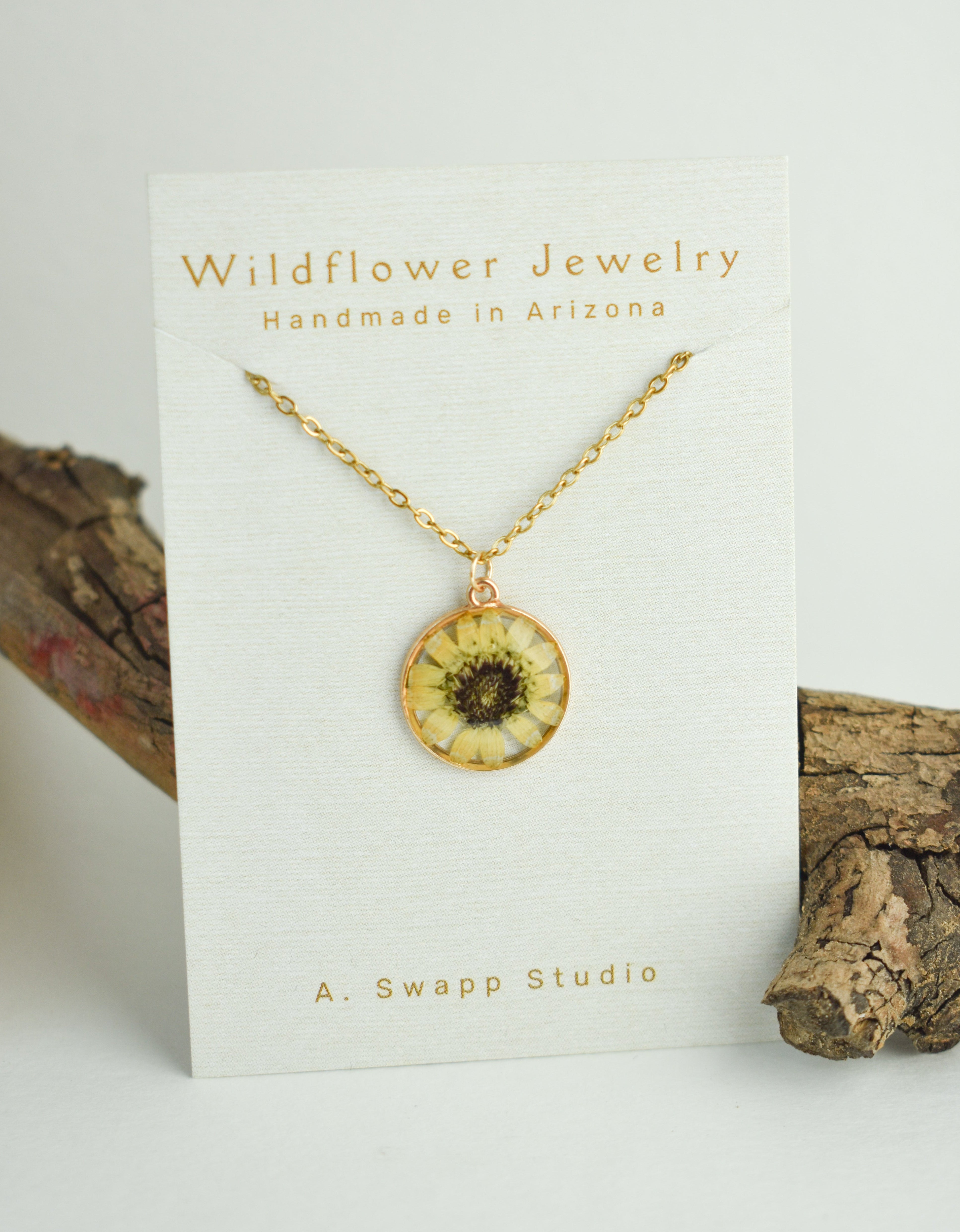 Handmade Pressed Flower Necklaces, Medium Circle Pendant