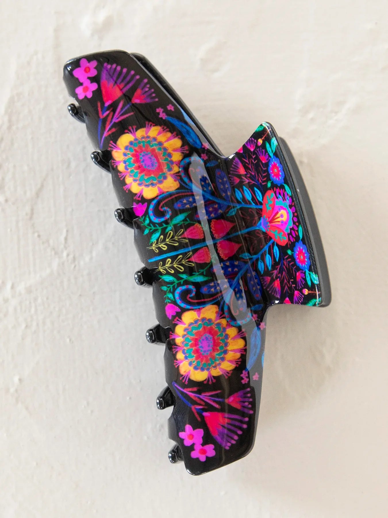 Black Folk Flower Everyday Claw Clip