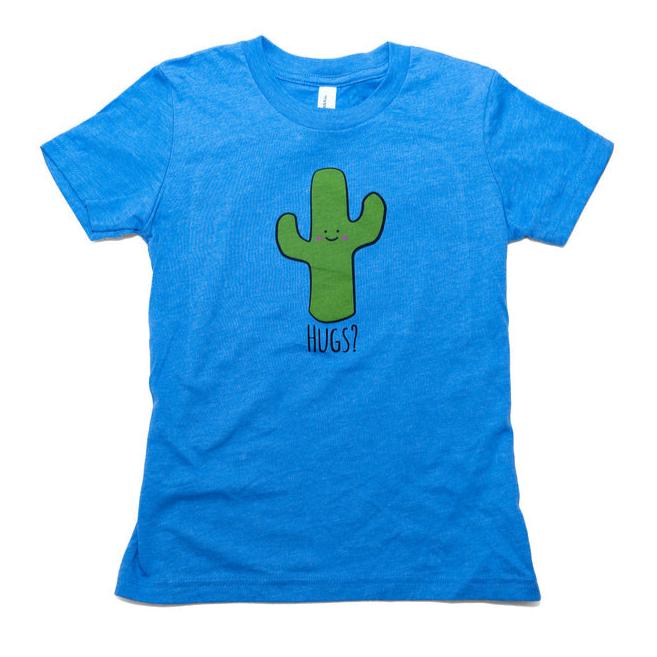Hugs Cactus Toddler Tee - Blue