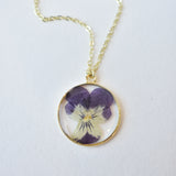Handmade Violet Pressed Flower Necklace