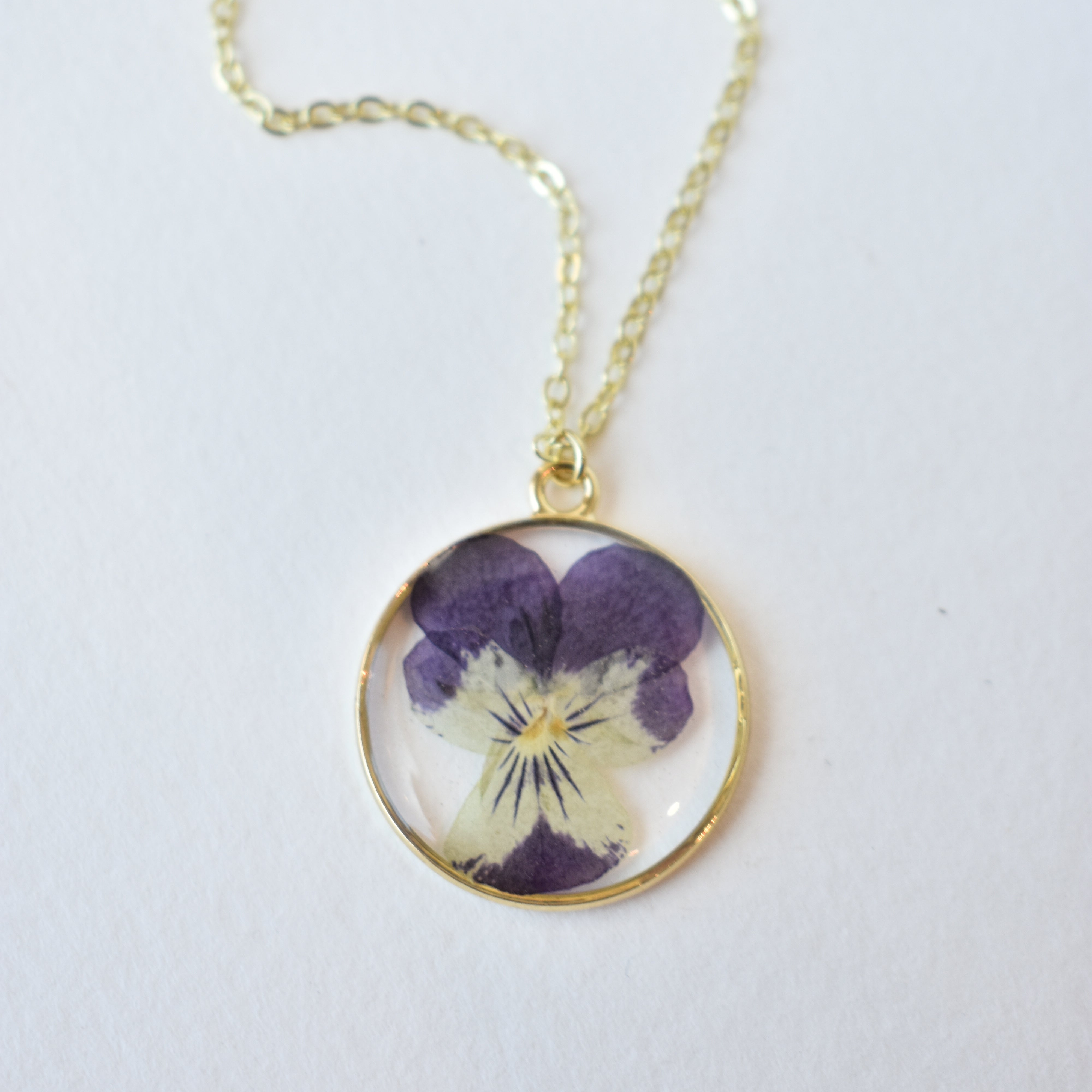Handmade Violet Pressed Flower Necklace