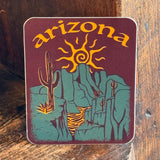 Arizona Desert Sun Sticker set of four round beaded designs in bright orange pink purple and black.