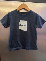 Toddler navy T shirt with a white Arizona silhouette and the word home on the front.