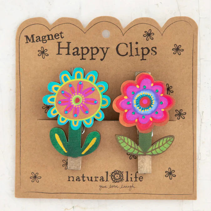 Magnetic Folk Flower Happy Clips