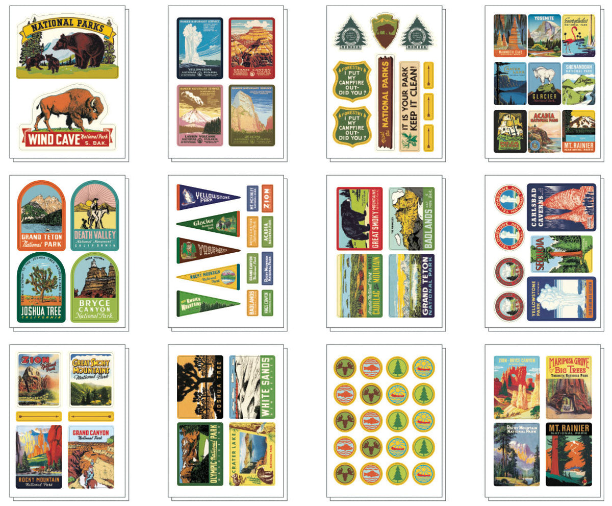 National Parks Vintage Sticker Set