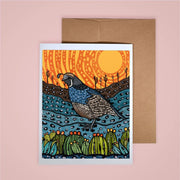 Quail Sun Greeting Card