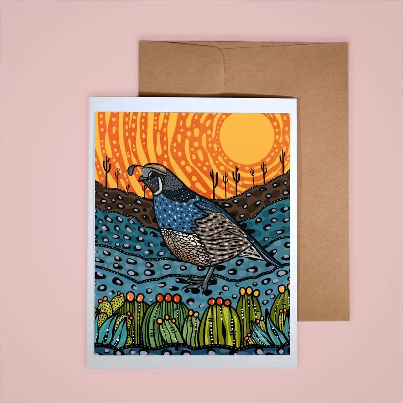 Quail Sun Greeting Card
