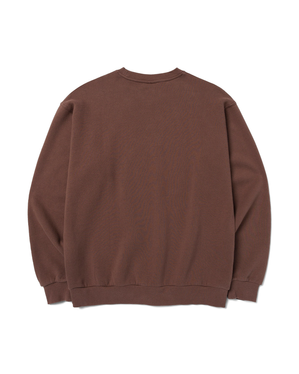 Back view of brown Parks Project Rooted in Nature Ferns Crewneck laid flat.