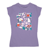 State Forty Eight toddler tee in lavender with a colorful floral graphic on the front