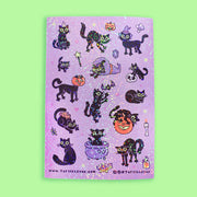 Black Cats Halloween Sticker Sheet