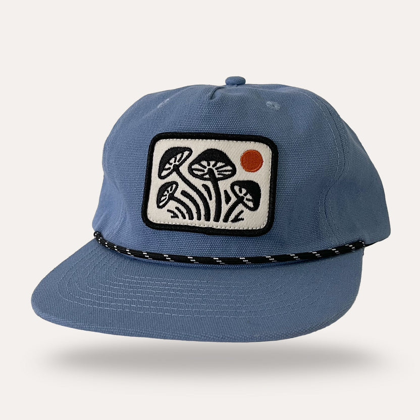 Groovy Mushrooms - Blue Canvas Flatbrim