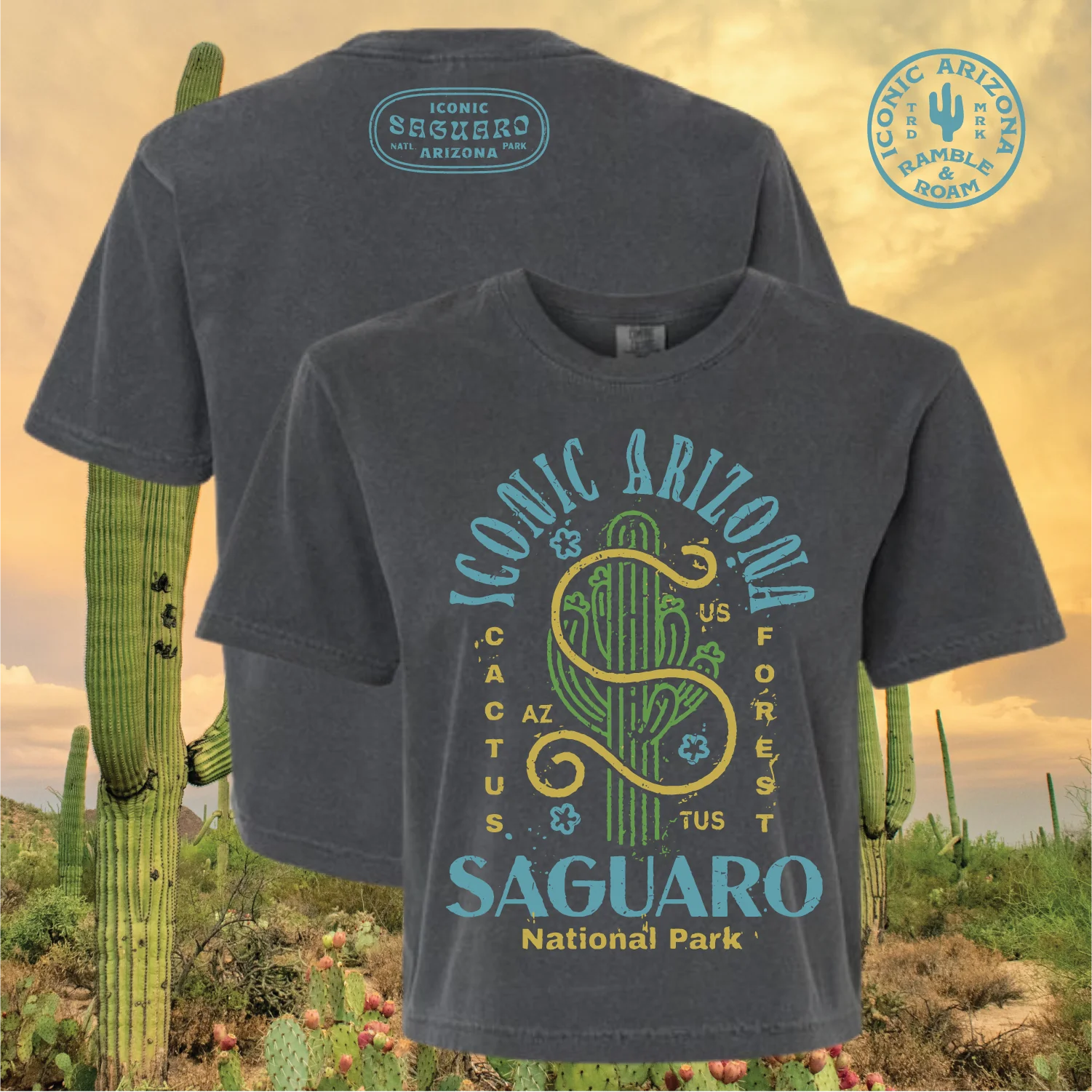 Saguaro National Park Ladies Boxy Crop