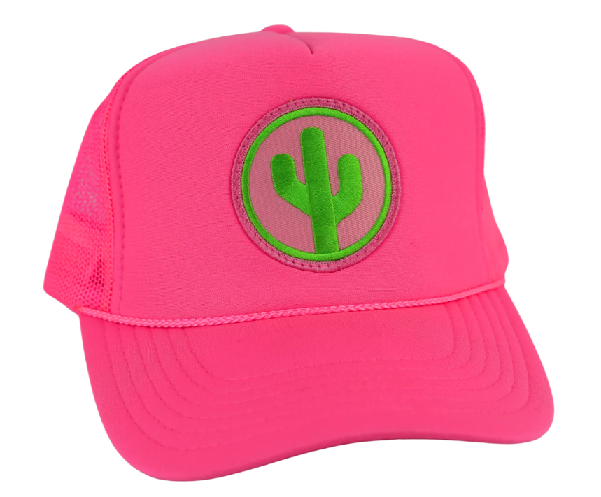 Simple Saguaro Fluorescent Pink Foam Trucker