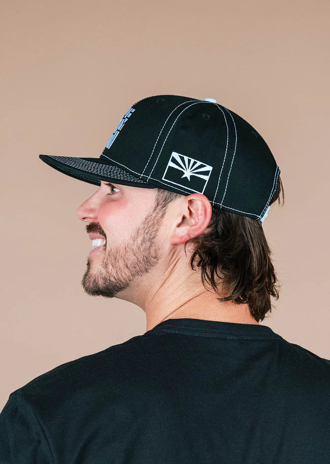 State Forty Eight Snapback Hat Classic Pinstripes  | Black & White