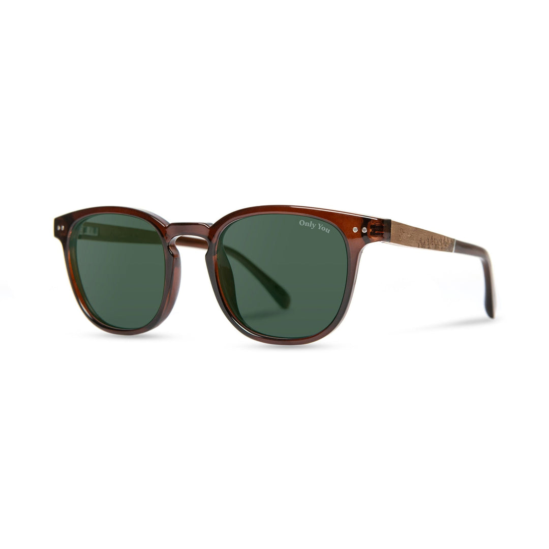 CAMP Topo Sunglasses Smokey Bear Edition with a brown tortoiseshell frame and dark green lenses