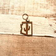 Arizona Outline with Cactus Keychain