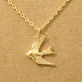 Gold Dipped Flying Bird Pendant Necklace